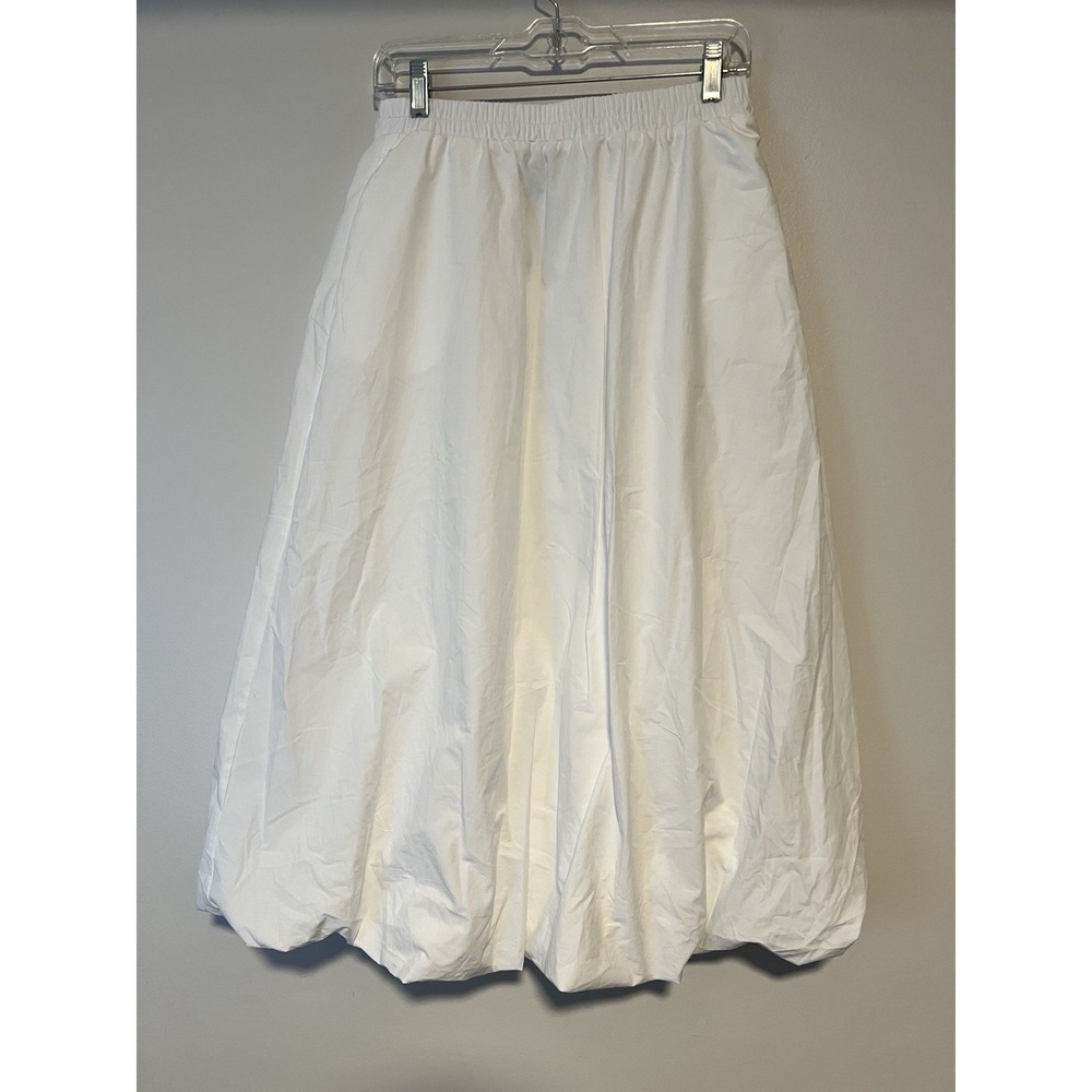 Sanctuary Quin Bubble Maxi Skirt M White Cotton Poplin Balloon Hem New!